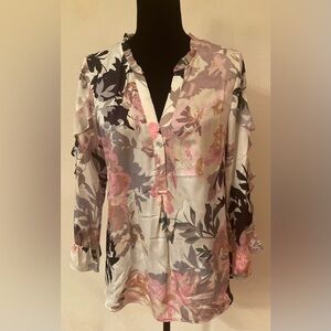 Hale Bob Ruffle Trim Floral Top